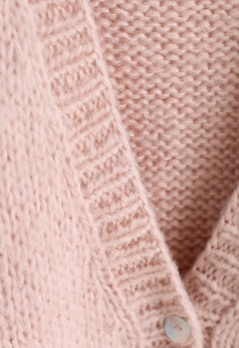 手工針織開衫 - 粉色