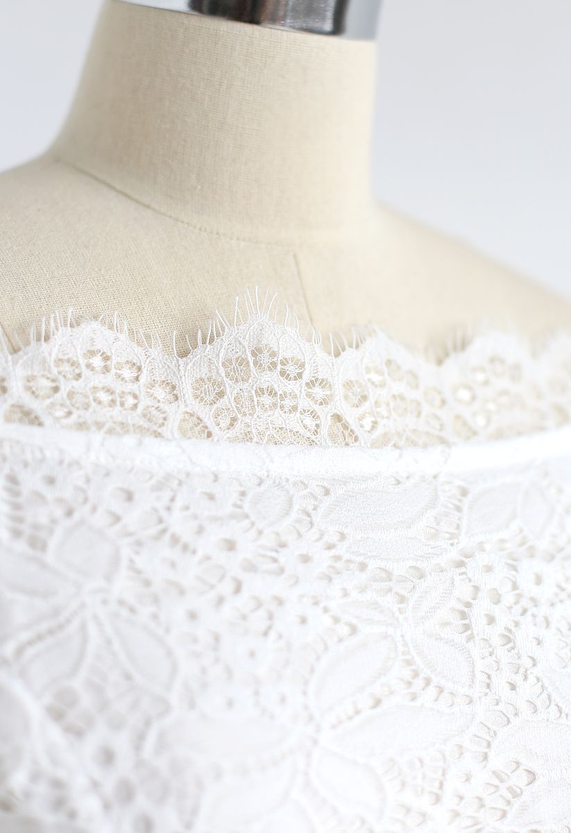 Remember Me Off-Shoulder Lace Dress in White