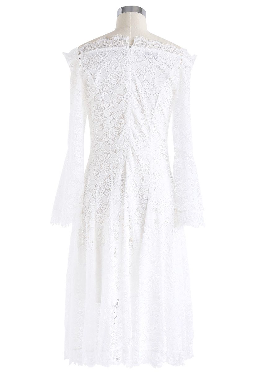 Remember Me Off-Shoulder Lace Dress in White