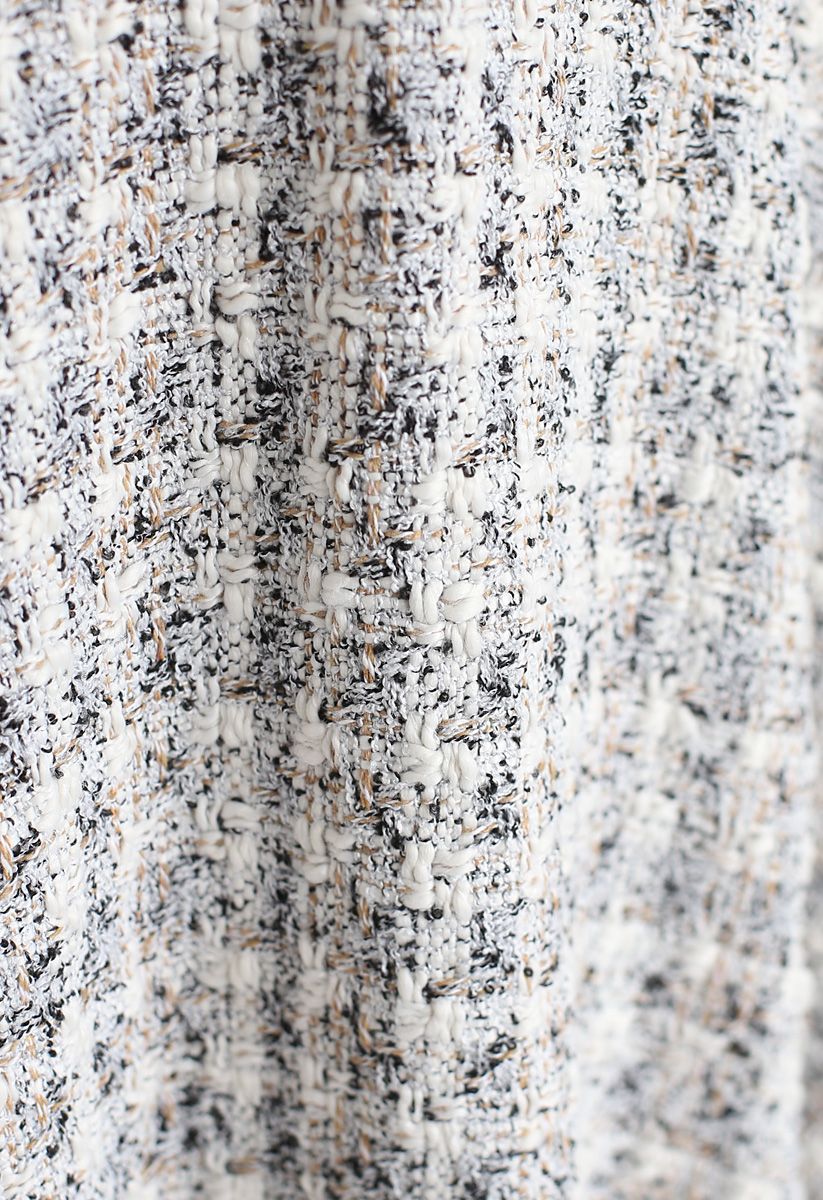 Raw Edges Textured Tweed Midi Dress