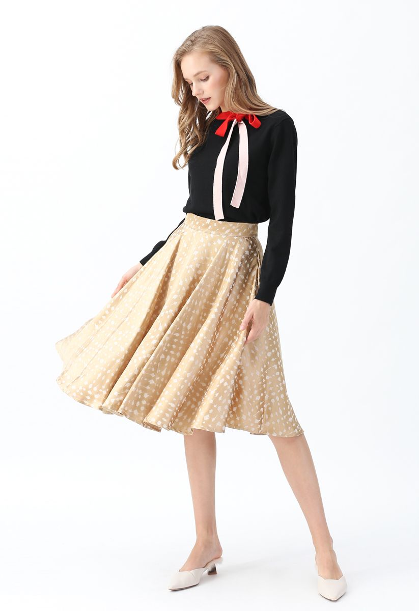 Golden Spot Jacquard Midi Skirt