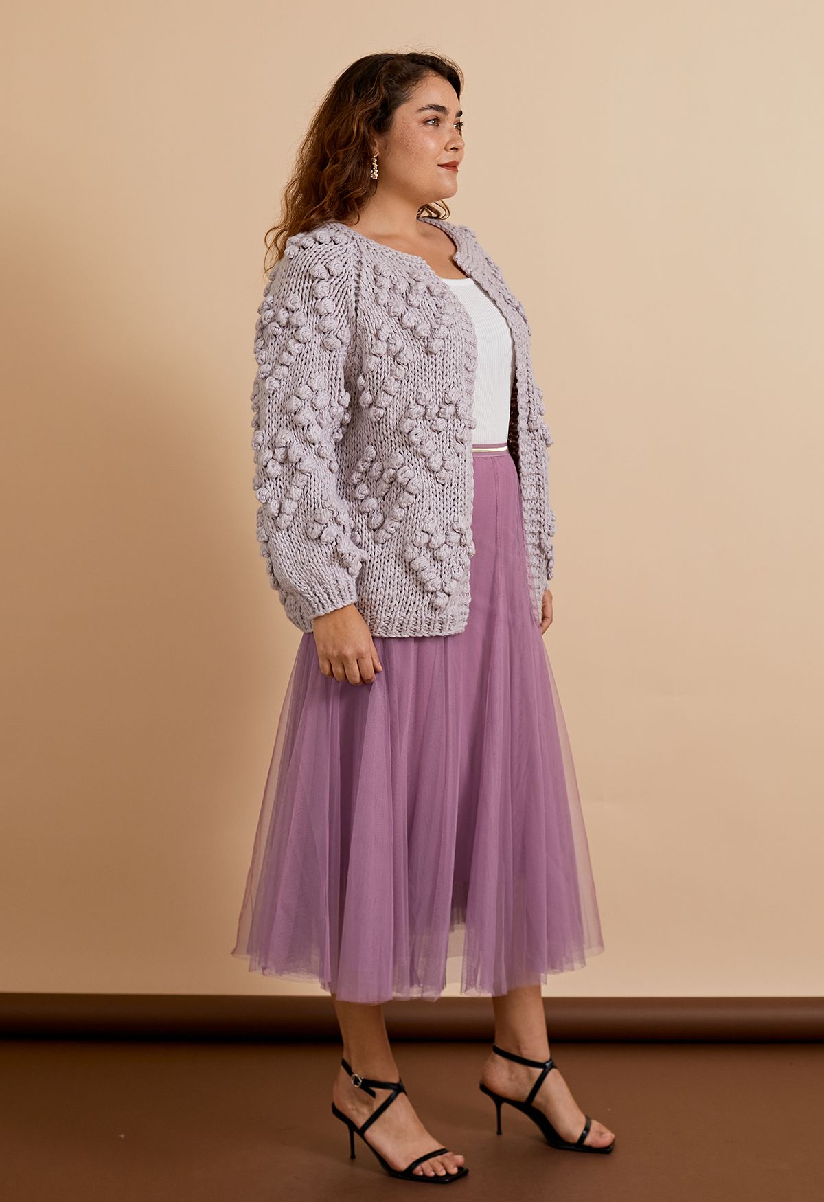薄紗疊層半身裙- 淡紫色