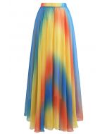 Tie Dye Chiffon Maxi Skirt in Yellow