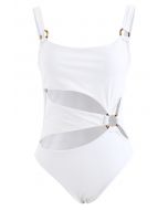 Amber O-Ring Cutout Swimsuit in White