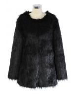 Chicwish Glam Black Faux Fur Coat