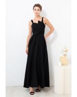 Exaggerated Knot Cami Gown in Black