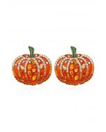 Diamond Decor 3D Shiny Pumpkin Earrings