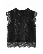 Your Sassy Start Sleeveless Crochet Lace Top in Black