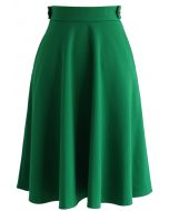 Basic Full A-line Skirt in Emerald Green