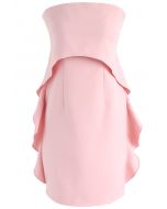 Simplified Elegance Ruffle Strapless Dress in Pink