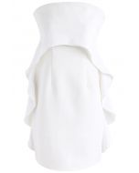 Simplified Elegance Ruffle Strapless Dress in White